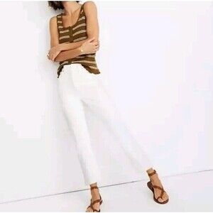 Madewell The High-Rise Slim Crop Boyjean in Tile White Women's Size 30
